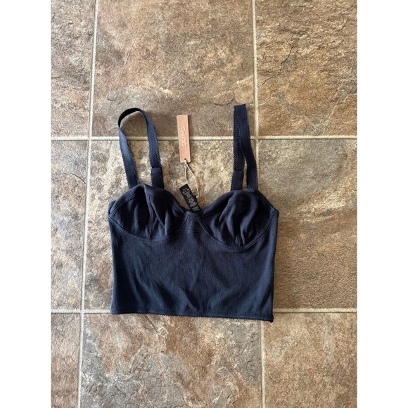 Skims Cotton Rib Picot Cropped Cami Soot Size Small - Picture 1 of 8